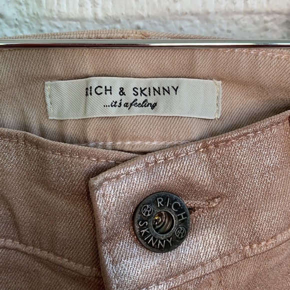 Rich & Skinny Metallic Stretch Rose Gold Skinny Jegging Jeans sz 29 - Picture 4 of 7